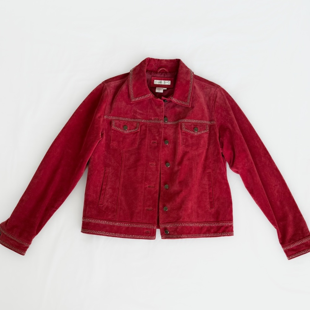 Coldwater Creek Red Leather Jacket Classic Style